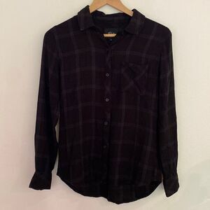 Rails sz XS black plaid long sleeve button up super soft